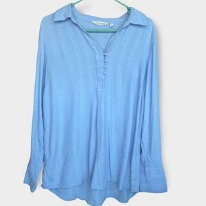 Soft Surroundings Womens Size L Periwinkle Purple Viscose Long Slv. Blouse Tunic